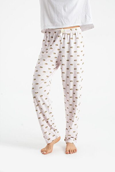 Ecrou Kadın Pudra Ayıcık Suet Tek Pijama Alt