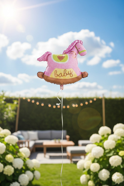 Deniz Party Store بالون فويل على شكل حصان هزاز وردي 70 سم 1 قطعة