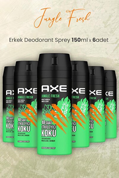 Axe Jungle Fresh Erkek Deodorant Sprey 150 ml x 6 Adet