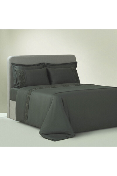 Ecocotton Yade Battal Boy Nevresim Takımı %100 Organik Pamuk Saten Brodeli Ye...