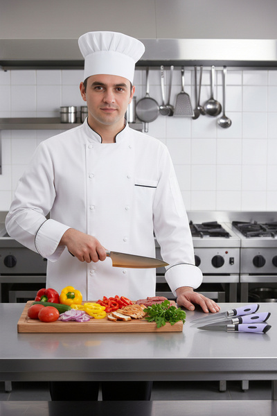 Lazoğlu Chefline 5 Parça Lila Mutfak Bıçak Seti + Meyve Bıçağı Hediyeli Pasla...