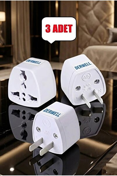 Derwell 3 Adet Ingiltere Abd Fiş Adaptörü 2 Pinli Amerikan Avrupa Seyahat Güç...