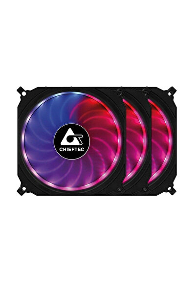 Chieftec Set 3 ventilatoare PC 120x120x25 mm CF-3012-RGB, ADD RGB LED, HUB, t...