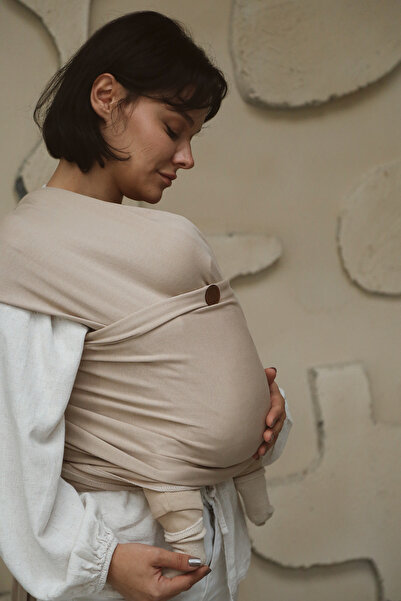 İLAYS Premium Birinci Sınıf Pamuklu Esnek Wrap Sling Sütlü Kahve (BABYWEARİNGE ÖZEL ÜRETİM KUMAŞ)