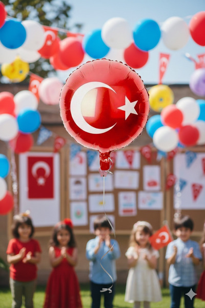 Deniz Party Store 55 CM TURKISH FLAG ROUND FOIL BALLON 1 PIECE