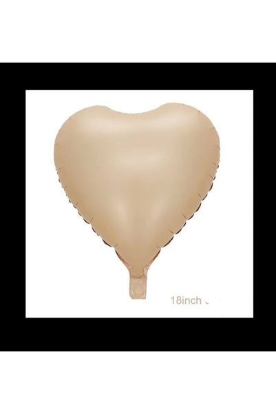 Deniz Party Store Retro Beige Dark Cream Heart Foil Balloon 18 Inch 45 cm 1 Piece
