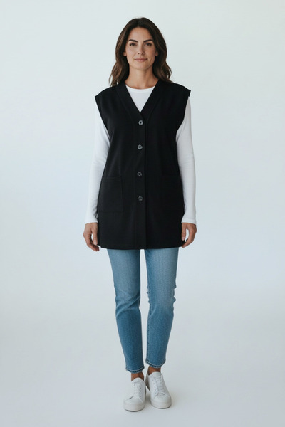 ece bayan giyim سترة قصيرة للأم - قطن ممشط وأزرار