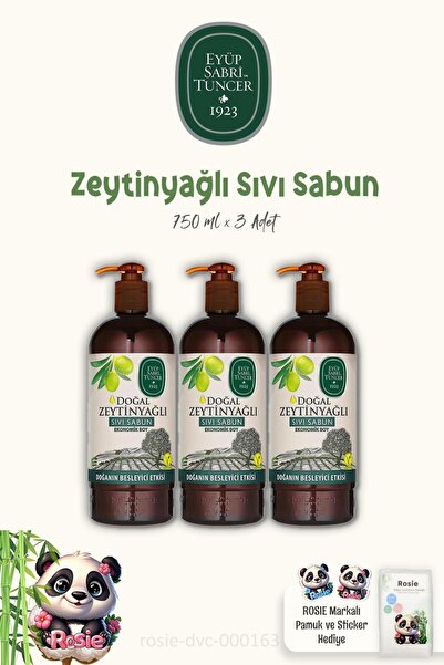 Eyüp Sabri Tuncer صابون روزي القطني بزيت الزيتون - مجموعة من 3 قطع 750 مل/60 ...