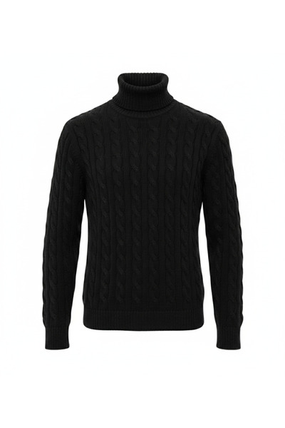 JAKC WAYS Premium Black Turtleneck Men's High-Neck Sweater