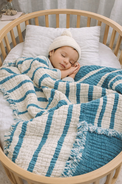 Yada Baby بطانية أطفال من القطن 100% متعددة الطبقات من الموسلين - مقاس XL (12...