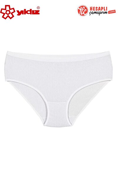 YILDIZ 3585 Plus Size Women's White 100% Cotton Striped High Waist Bato Panti...