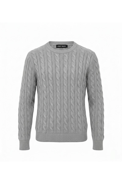 JAKC WAYS Premium Gray Crew Neck Men's Knit Sweater