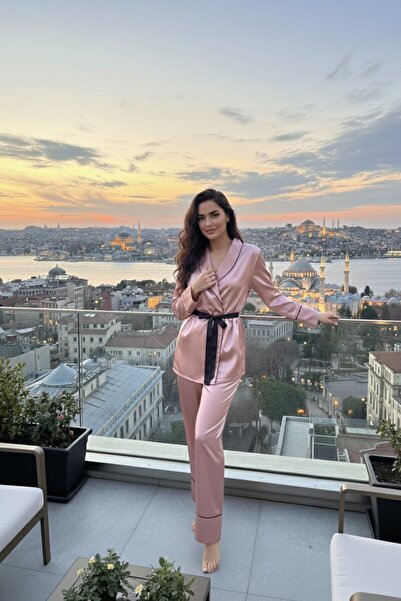 Miss Dünya Lissa Soft Glow Shirt Collar Satin Pajama Set