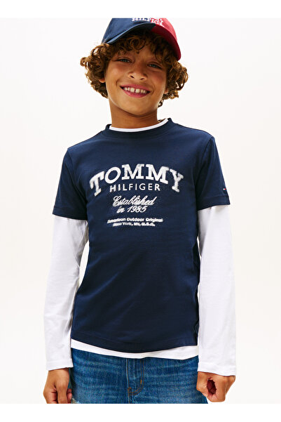 Tommy Hilfiger Printed Navy Blue Boys' T-Shirt Kb0Kb10055C1G