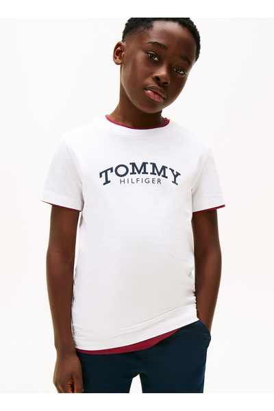 Tommy Hilfiger Baskılı Beyaz Erkek Çocuk T-Shirt KB0KB10051YBR
