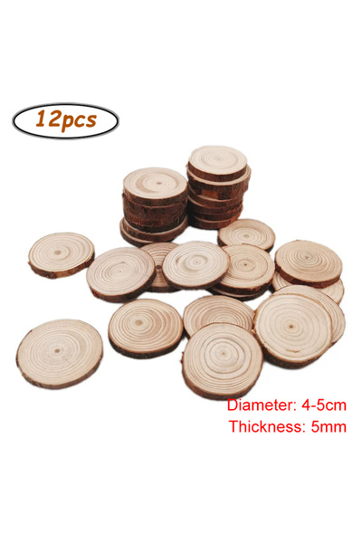 choice2 12pcs 4-5cm Unfinished Wood Slices Discs Cutouts with Tree Bark for A...