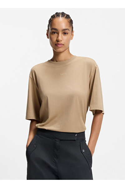 BOSS Bisiklet Yaka Camel Kadın T-Shirt 50523256