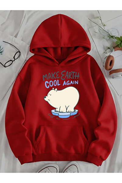 Rayan & Hoor Style White oversized hooded sweatshirt with kedi print