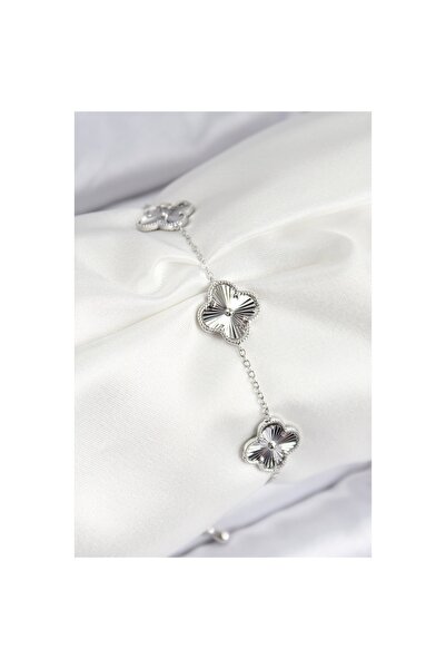 Leyaton Vip Brass Clover Model Silver Color Women's Bracelet - Tj-Bb7782 Tg/T...