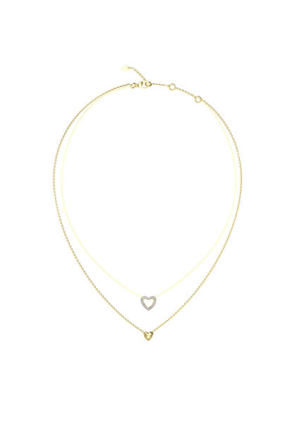 Guess قلادة مزدوج شكل قلبين، مقاس 16-18 بوصة