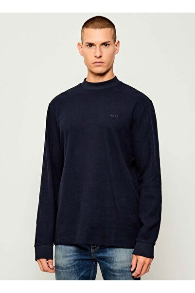 BOSS Bisiklet Yaka Desenli Lacivert Erkek T-Shirt Te_explorer