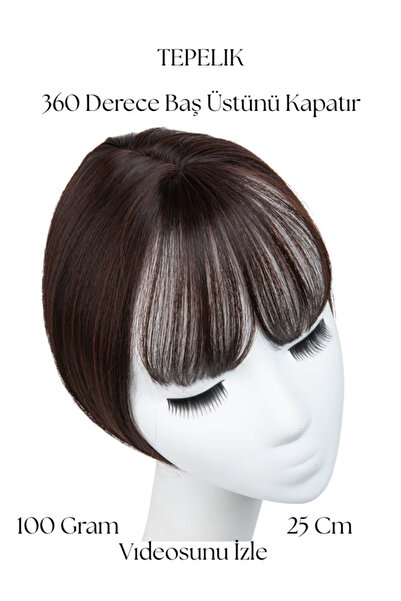 YARAT Tepelik Çikolota Kahverenk Kahküllü Saç Peruk Kahkül Postiş Peruk Saç K...