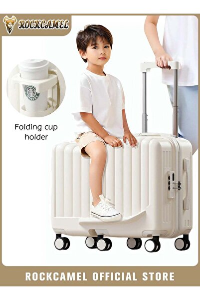 ROCKCAMEL Kids Luggage Ride-On Suitcase, 20 Inch ABS Hard Shell Carry-On Case...