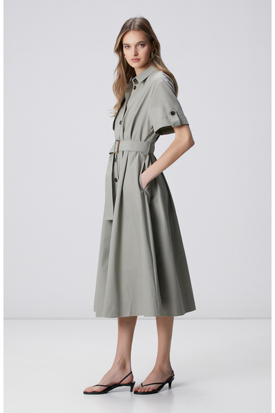 Network Açık Haki Midi Elbise