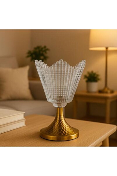 Generic Glass Serving Plate with Golden Base