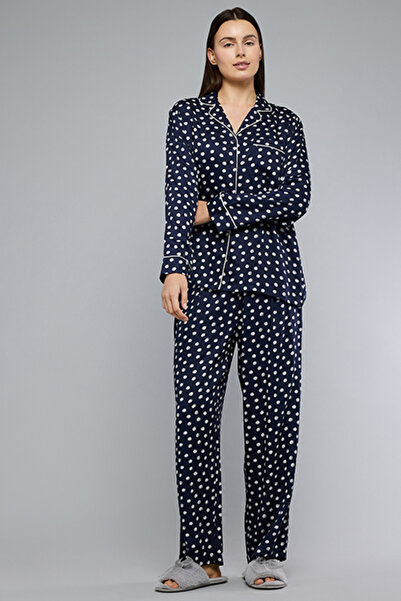 R&B Women's Dark blue Printed Pyjama Set
