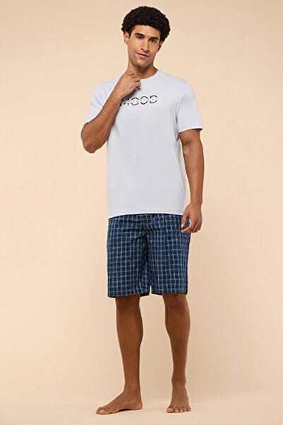 R&B Men's Blue Printed Lounge Set