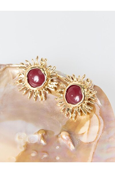 Jimmy Key Shiny Elegant Earrings with Brown Sun Figure