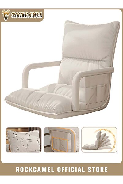 ROCKCAMEL Floor Sofa With Armrests And Storage Pockets