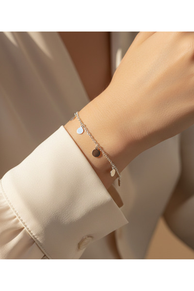 ATEF Silver 925 Ayar Gümüş Pullu Kadın Bilekliği