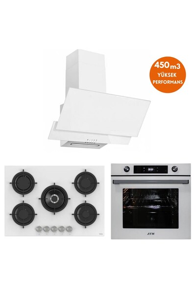 Ferre ve AFM Tech Marka / Livao 5 Gözlü Beyaz Ankastre Set ( RS036 75cm 1'wok...