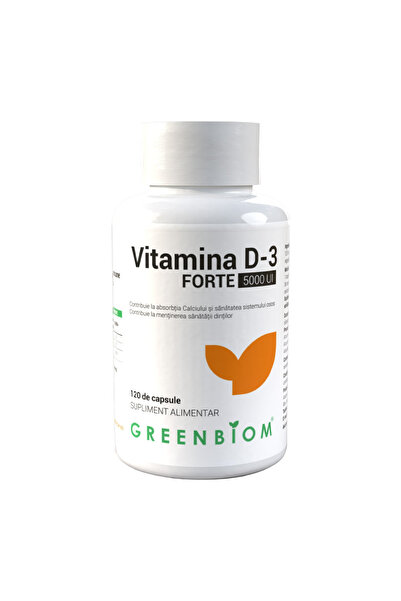 GREENBIOM Vitamina D3 FORTE 5000 UI , capsule vegetale , sustinere maxima pen...
