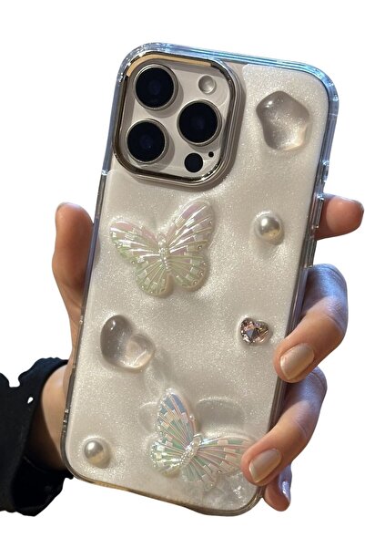 Paladyum Case حافظة إيبوكسي ثلاثية الأبعاد على شكل فراشة متوافقة مع هاتف آيفو...