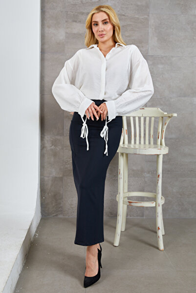 zenne قميص بأكمام مربوطة إكرو