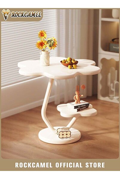 ROCKCAMEL Stylish Flower-Shaped Side Table, Small Round End Table with 2-Tier...