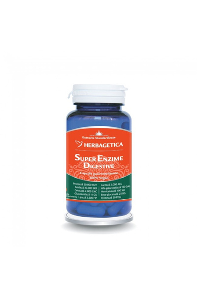 herbagetica Super Enzime Digestive ( Formula complexa cu 10 enzime digestive,...