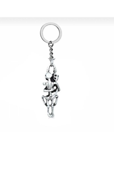 Yuchicly Unisex Keychain with Hugging Skeleton Figure – Metal Design Accessory