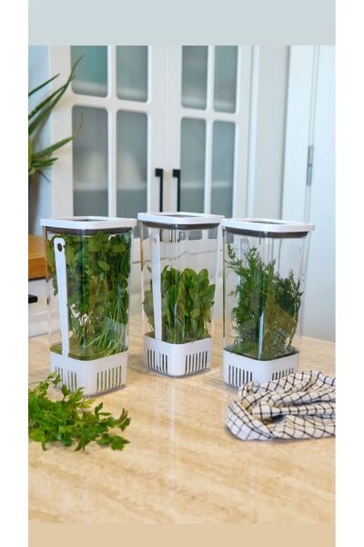 VİP AHMET 3'lü Kare Yeşillik Saklama Kabı Seti 3*1700 ml