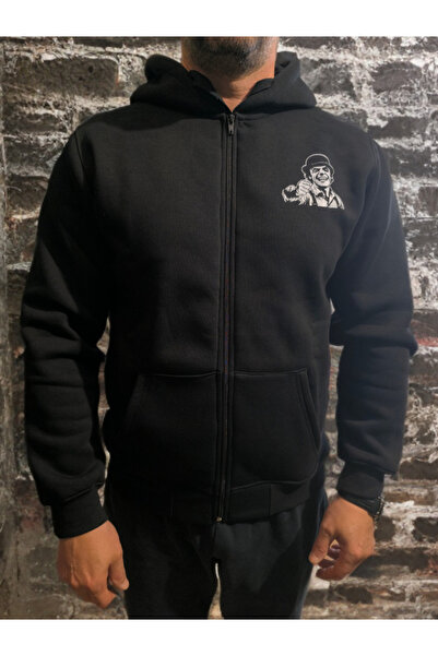 Ultramag Thick zip-up sweatshirt with double logo hood