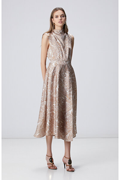 Network Tarçın Desenli Midi Elbise