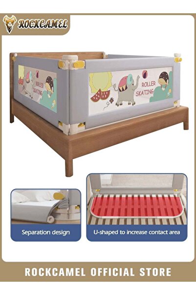 ROCKCAMEL حاجز سرير الأطفال - حاجز أمان جانبي للسرير بتصميم 1.8 متر، سياج أما...