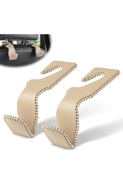 Generic LivTee Beige Superior Leather Car Seat Back Headrest Hook, Auto Seat ...