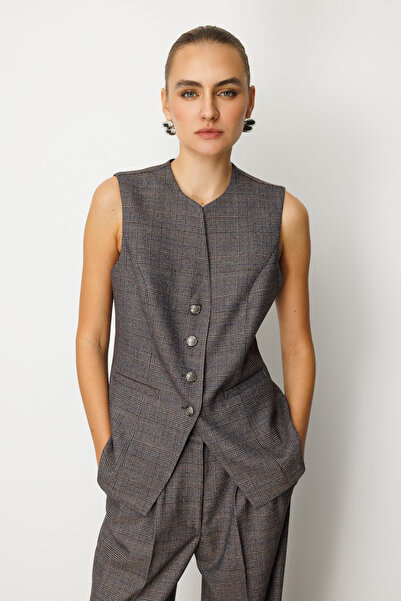 Ekol Plaid Fleto Women's Vest with Pockets 5165