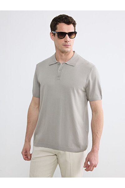 LC Waikiki Γκρι ανδρικό πλεκτό πουλόβερ με γιακά πόλο