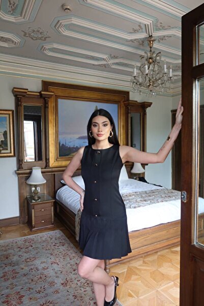 KECHİ WOMAN Double Fabric Buttoned Ruffle Dress