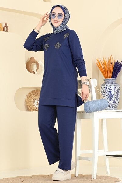 ModaMerve Yaprak İşlemeli Pantolonlu Takım 213OZN1046-MS Laci